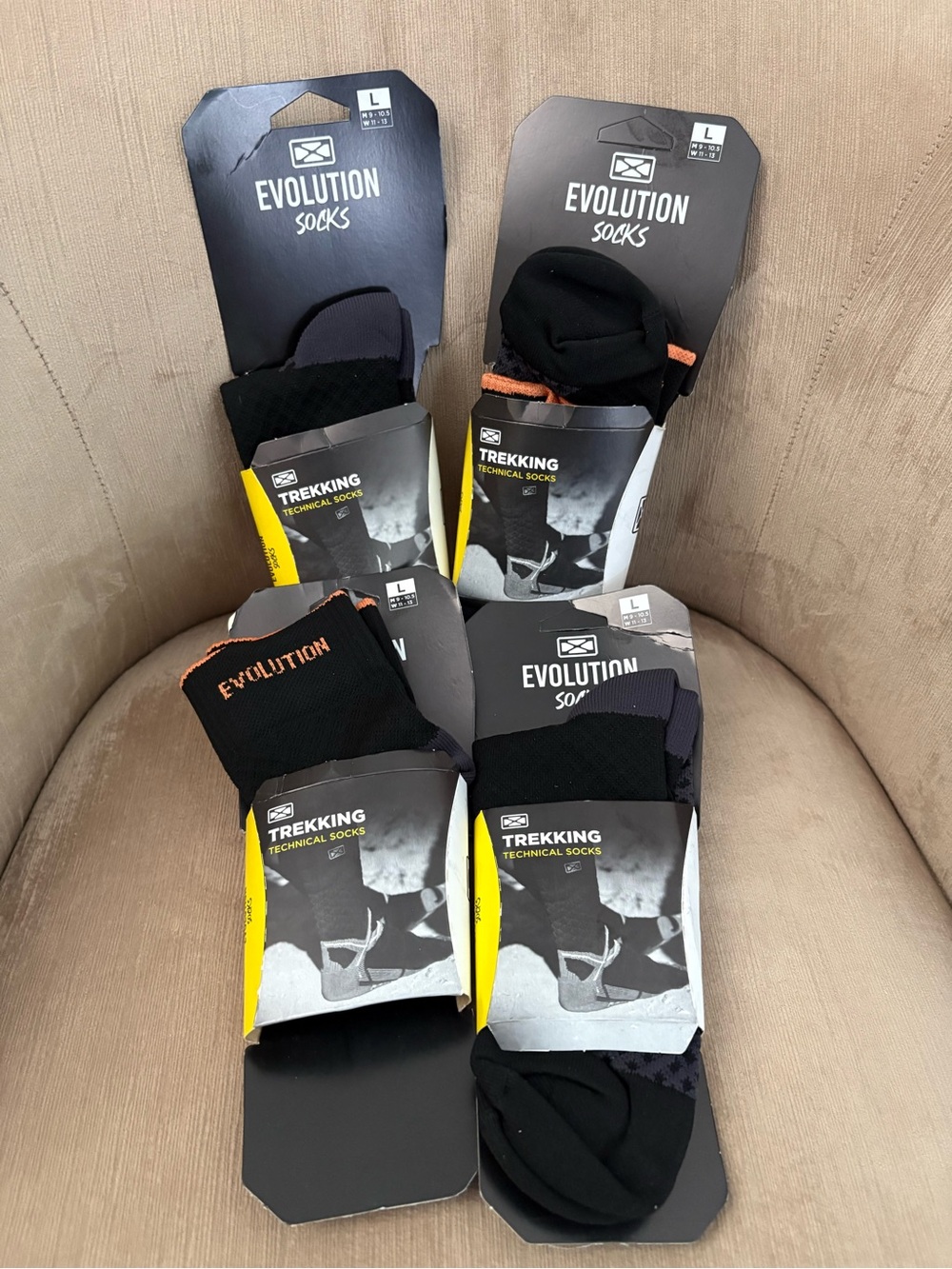 Bundle Of 4 Trekking Technical Socks Evolution Large Non Slip Outdoor Hiking Nwt